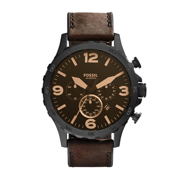 Fossil Reloj Nate de Cuarzo para Hombre (Black / Dark Brown)