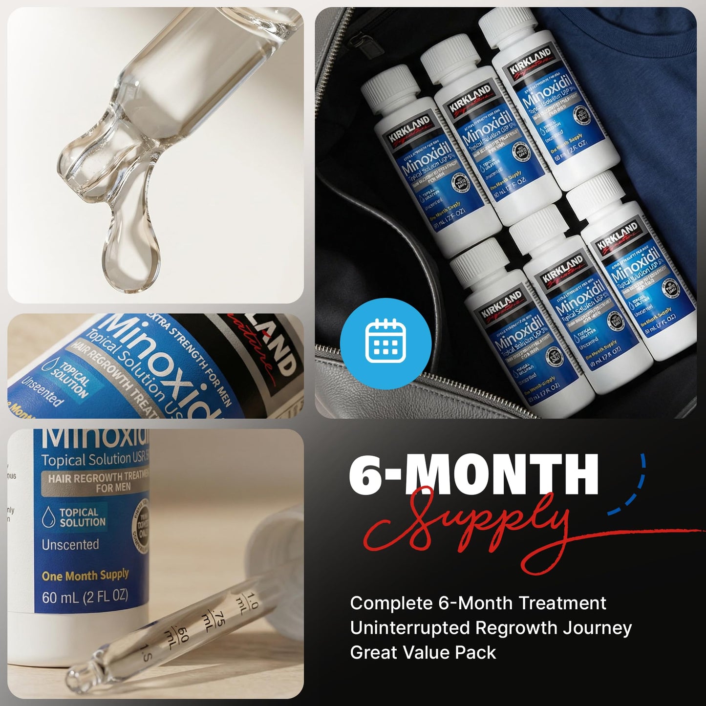 Kirkland Minoxidil Líquido para Hombres (Suministro para 6 Meses)