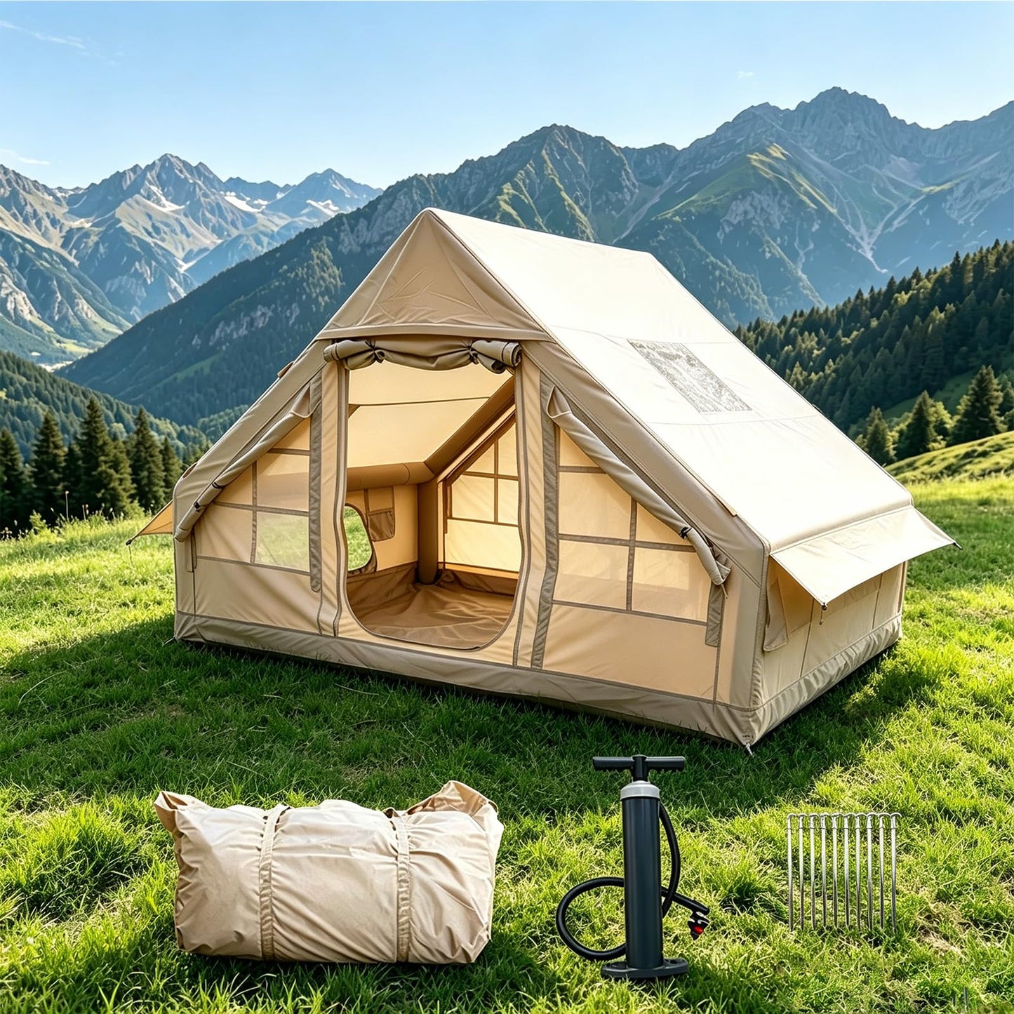 Tienda de Campaña Inflable Glamping (Beige / 9.8 * 6.9ft)