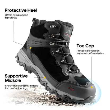 NORTIV 8 Men's Waterproof Hiking Boots Outdoor Mid Trekking Lightweight Mountaineering Shoes Paladin, Black, JS19004M