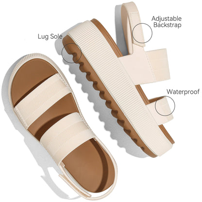 Marc Ford White Platform Sandals for Women 2026 Flatform Water Sandals Chunky Wedge Lug Sole Lightweight Comfortable Summer Outfit Walking Beach Vacation Essentials Trendy Shoe Resort Wears
