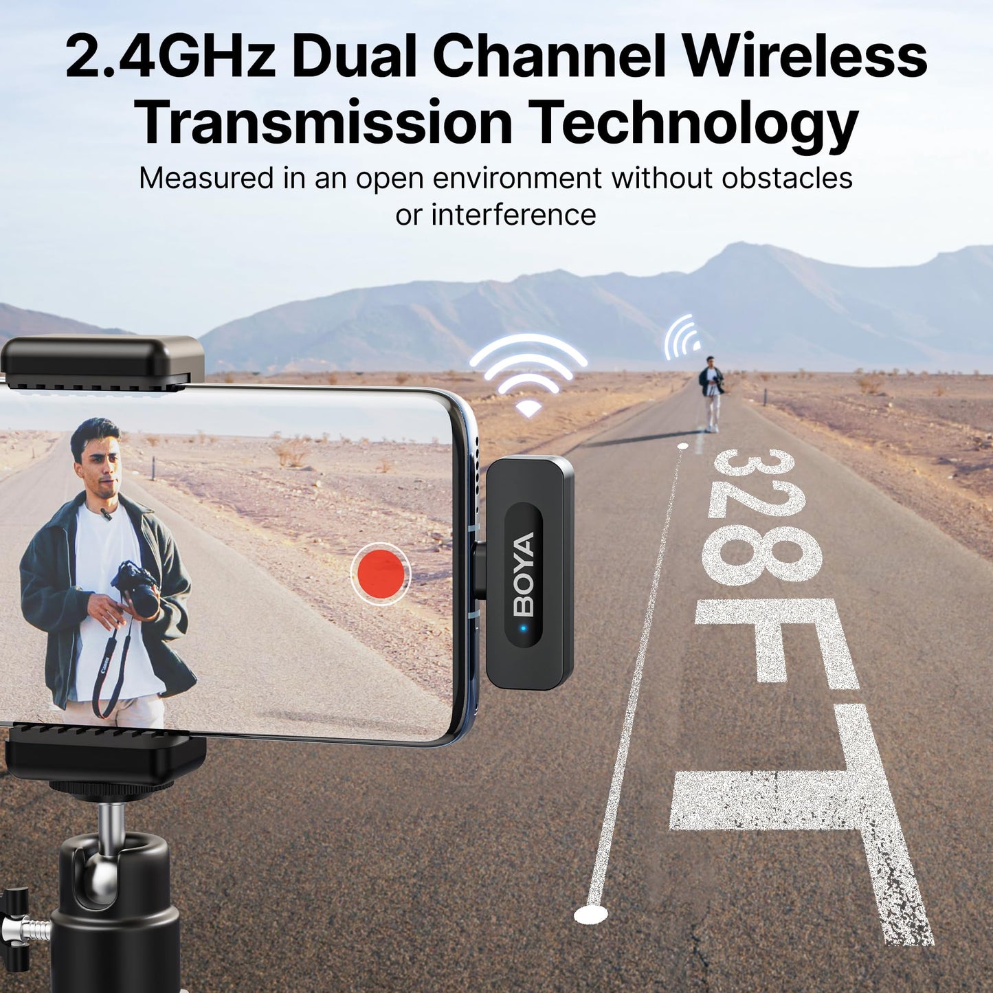 BOYA BY-V20 Wireless Microphones for iPhone 17/16/15 & Android/Laptop with USB-C Port, 328ft Range, 9H Battery Life, Noise Reduction Mini Mic Clip on Lapel Microphone Wireless for Video Recroding