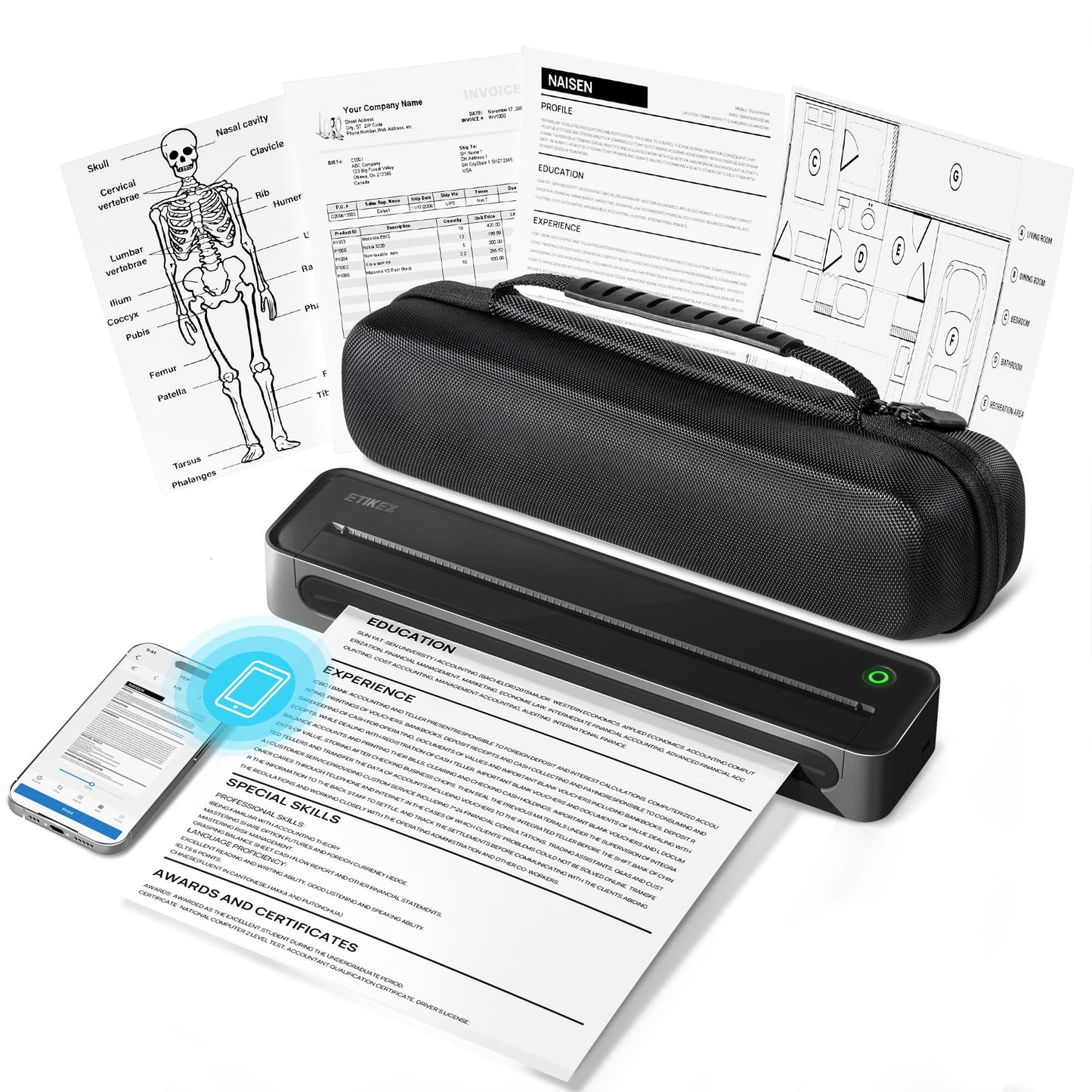 ETIKEZ D90E Impresora Portátil sin Tinta (Negro)