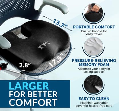 ComfiLife Cojín de Asiento de Espuma Viscoelástica y Gel (Negro)