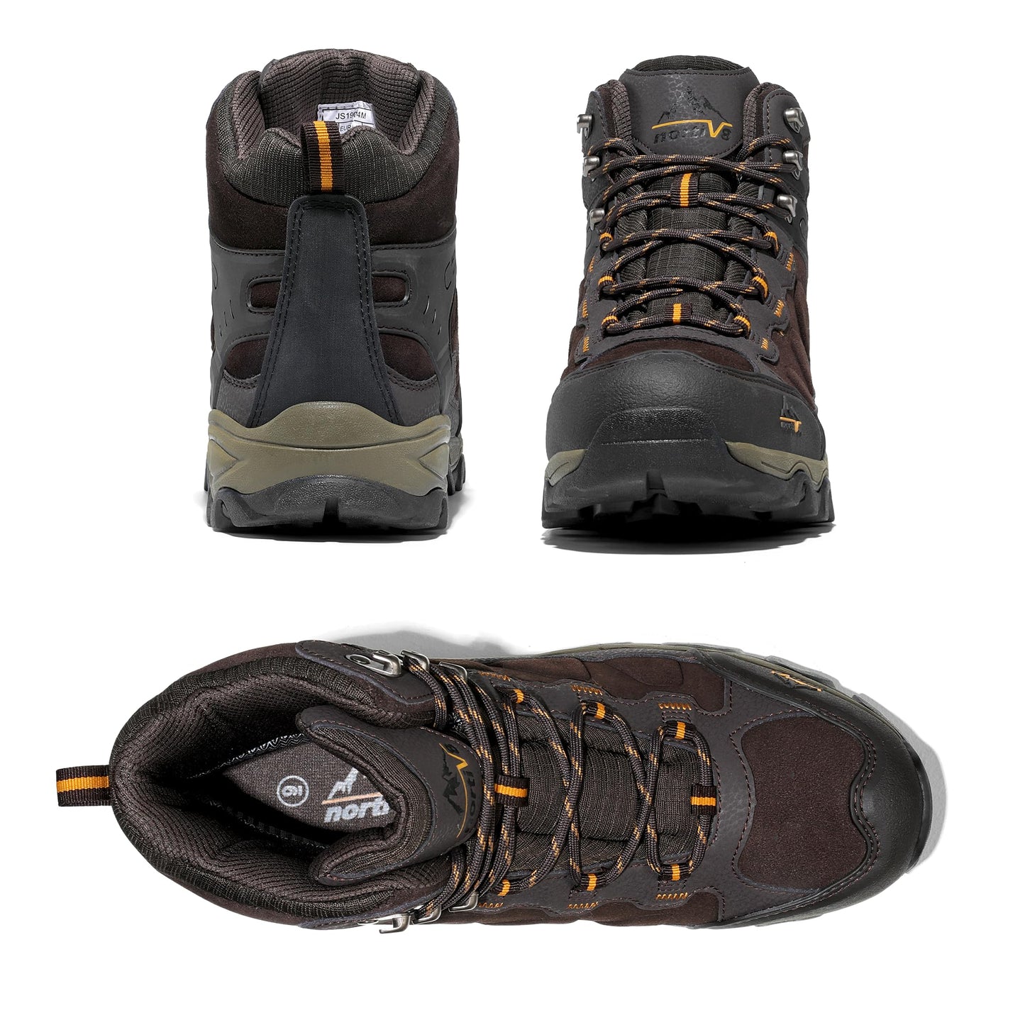 NORTIV 8 Men's Waterproof Hiking Boots Outdoor Mid Trekking Lightweight Mountaineering Shoes Paladin,Size 6.5,Brown,JS19004M