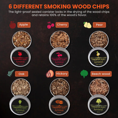Kit Ahumador de Cócteles con Antorcha (6 Sabores de Virutas de Madera)