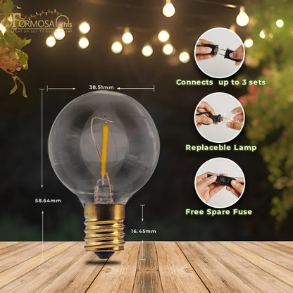 Formosa Guirnalda de Luces LED Navideñas 26ft (Interior/Exterior / 25 Bombillas G40)
