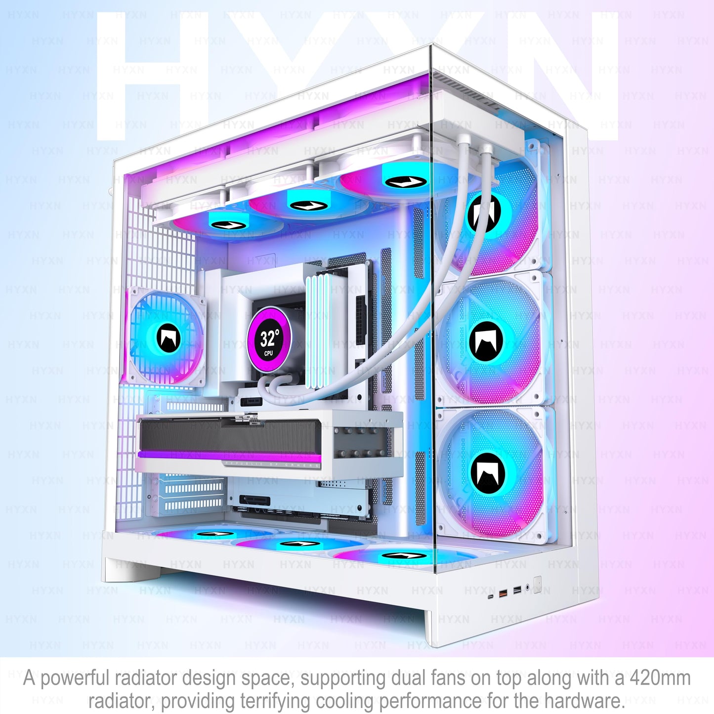 HYXN Gabinete para PC ATX H2 2026 (White RGB)