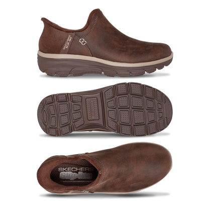Skechers Women's Easy Going-Modern Hour-Hands Free Slip-Ins Ankle Boot, Chocolate
