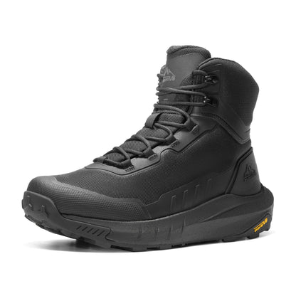 NORTIV 8 Men's Tactical Hiking Boot Lightweight Cushion Sole Boots for Work All Day Side Zipper Motorcycle Combat Military Boot Arch Support 8 Inches Terrascope, Black, NMUMMT2503