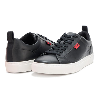 HUGO, Morrie Low Profile Friendly Leather Sneakers, Black Gloss