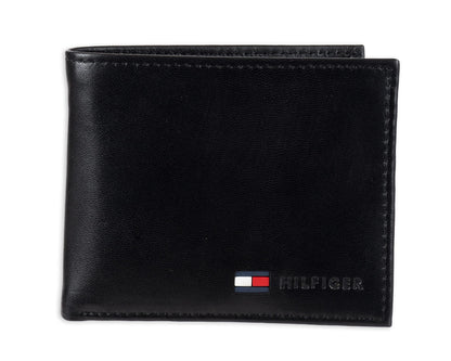 Tommy Hilfiger Billetera Delgada Plegable de Cuero Genuino (Con Bolsillo para Monedas)