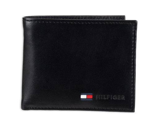 Tommy Hilfiger Billetera Delgada Plegable de Cuero Genuino (Con Bolsillo para Monedas)