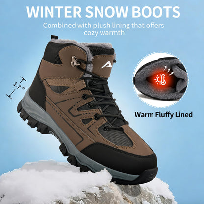 Ablanczoom Snow Boots for Men Winter Warm Fur Lined Waterproof Anti Slip Outdoor Work Camping