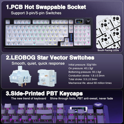 AULA Teclado Mecánico Inalámbrico Gaming S98 Pro (Con Pantalla)