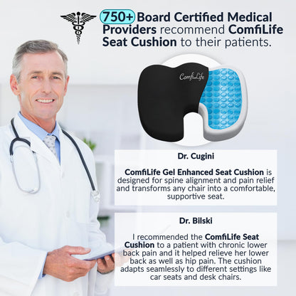 ComfiLife Cojín de Asiento de Espuma Viscoelástica y Gel (Negro)