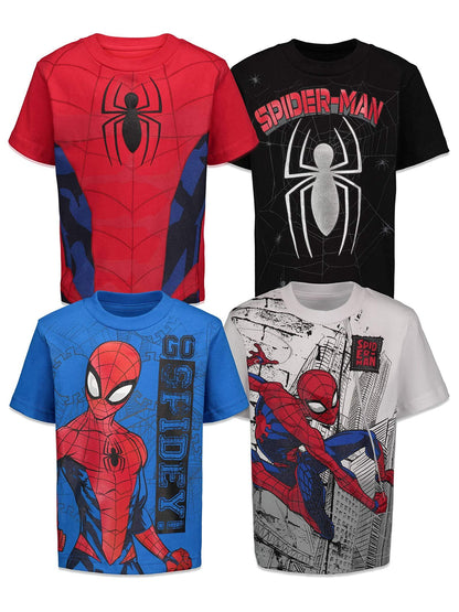 Marvel Camisetas de Spider-Man para Niños (Talla 4T / Paquete de 4)