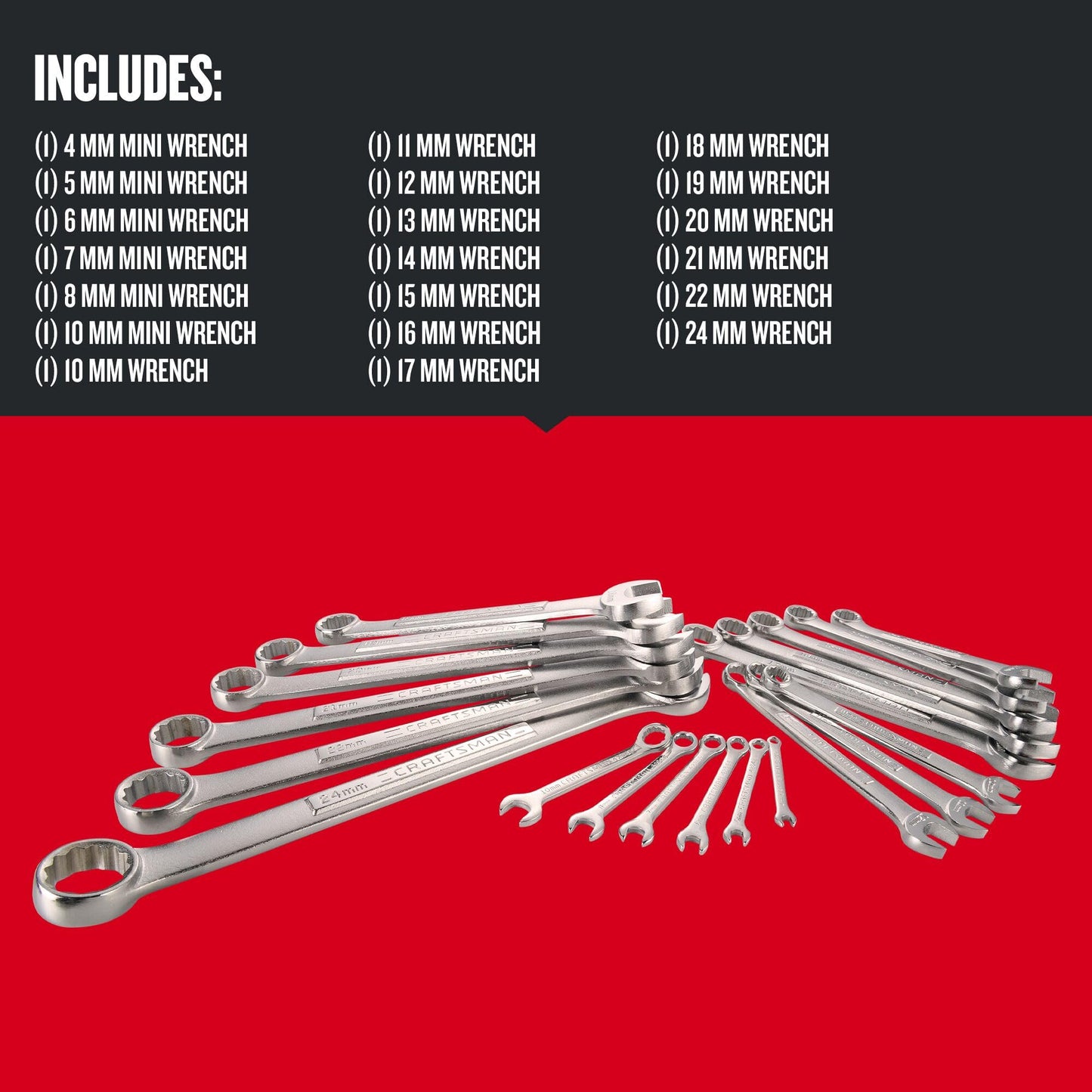 CRAFTSMAN Juego de Llaves Combinadas Métricas (20 Piezas / CMMT12068)