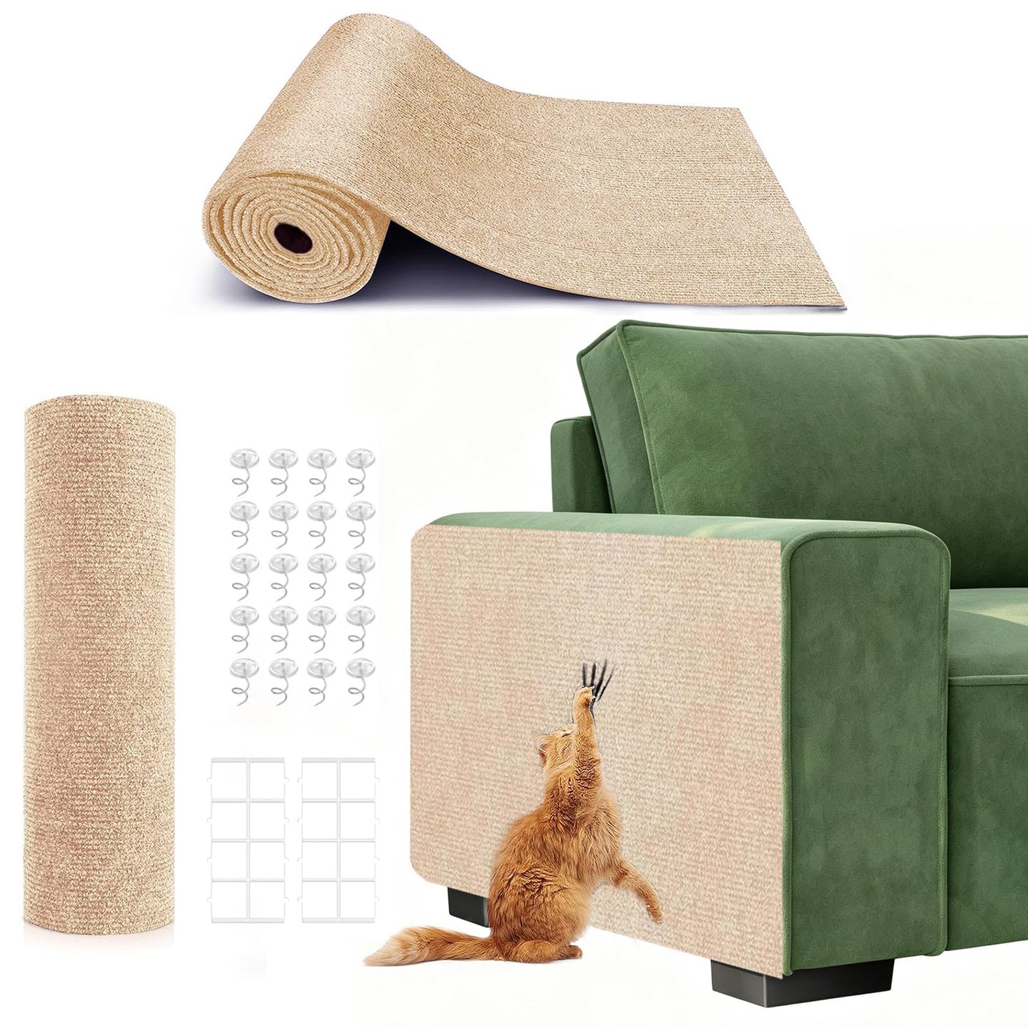 Estera Rascadora Autoadhesiva para Gatos (78.7"x15.8" / Beige)
