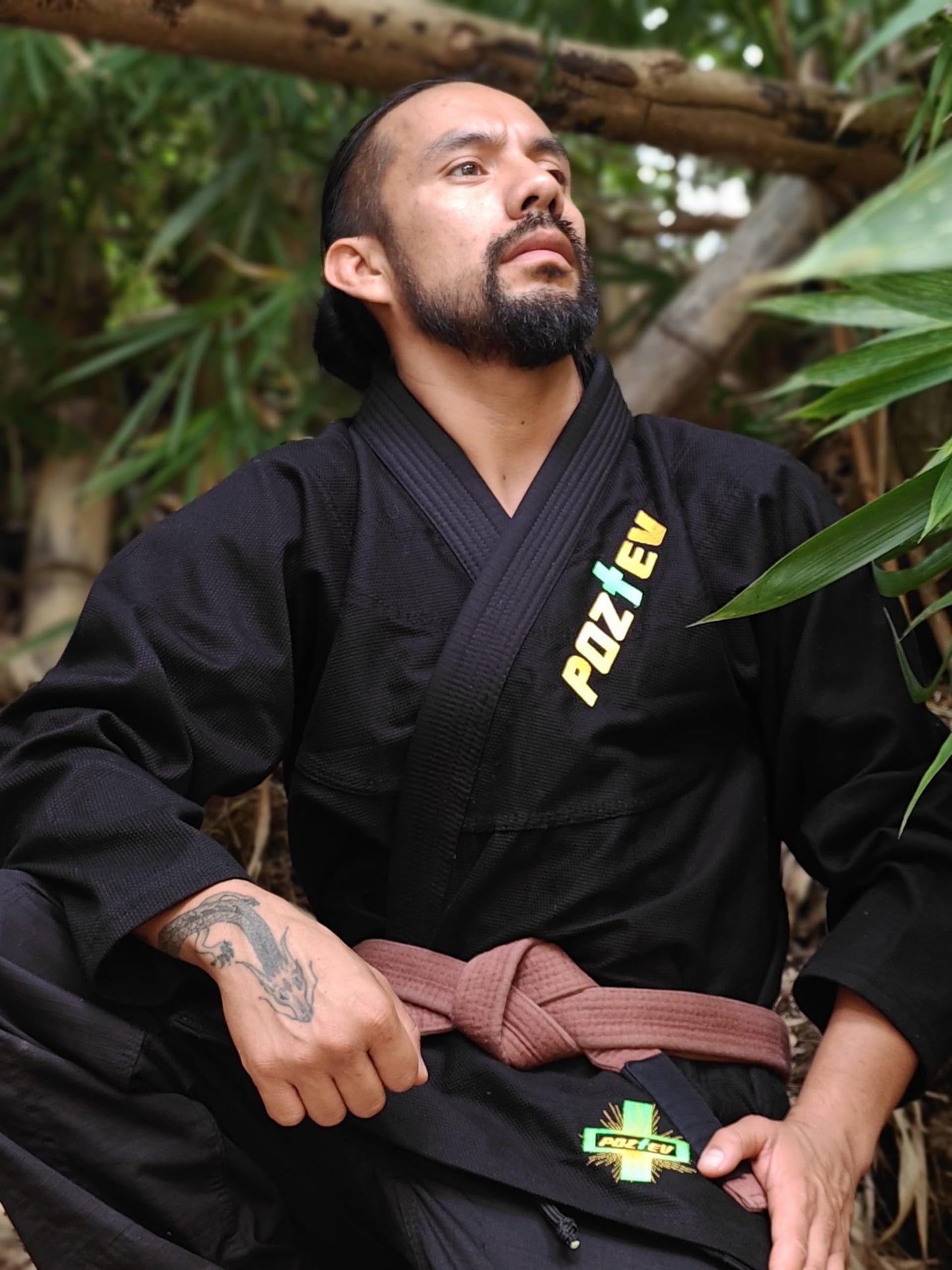 POZTEV Uniforme de Jiu Jitsu Brasileño (Talla A3 / Negro)