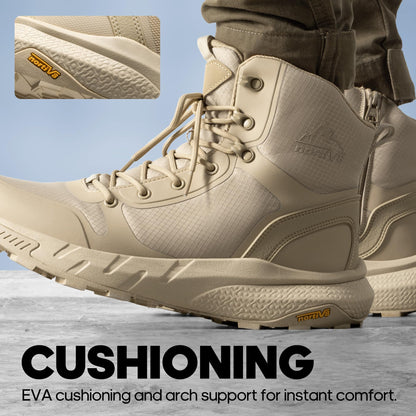 NORTIV 8 Men's Military Tactical Boot Lightweight Comfortable Boots for Work All Day Side Zipper Motorcycle Combat Hiking Boots Metrostrike(8-9 Inches), Sand