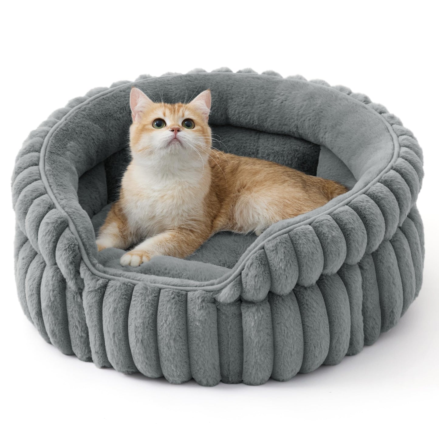 Bedsure ComfyFleece™ Cama para Gatos (20"x20"x8" / Gris Cálido)