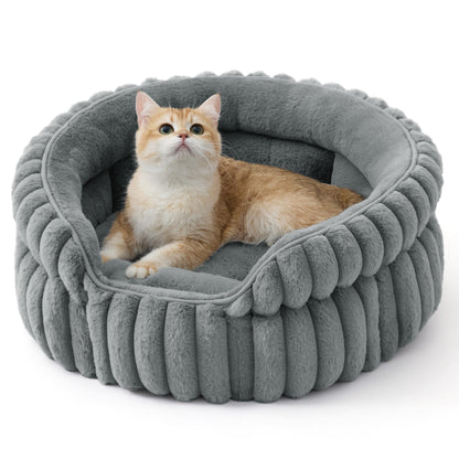 Bedsure ComfyFleece™ Cama para Gatos (20"x20"x8" / Gris Cálido)