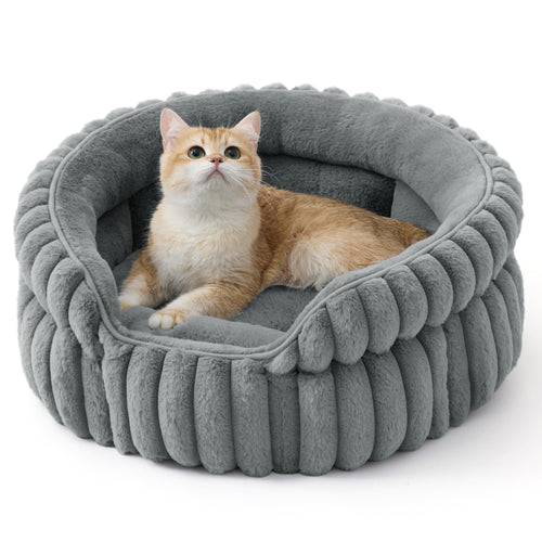 Bedsure ComfyFleece™ Cama para Gatos (20"x20"x8" / Gris Cálido)
