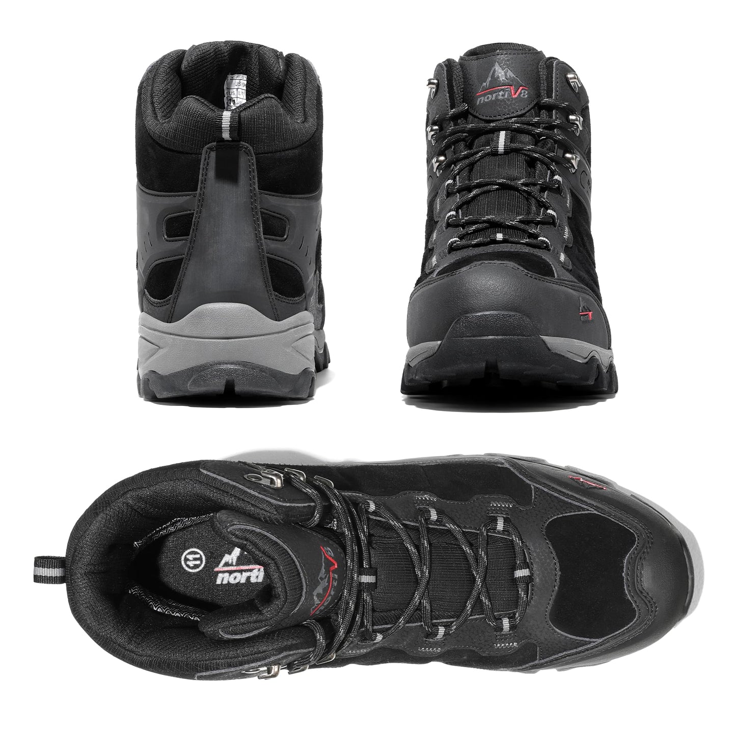 NORTIV 8 Men's Waterproof Hiking Boots Outdoor Mid Trekking Lightweight Mountaineering Shoes Paladin, Black, JS19004M