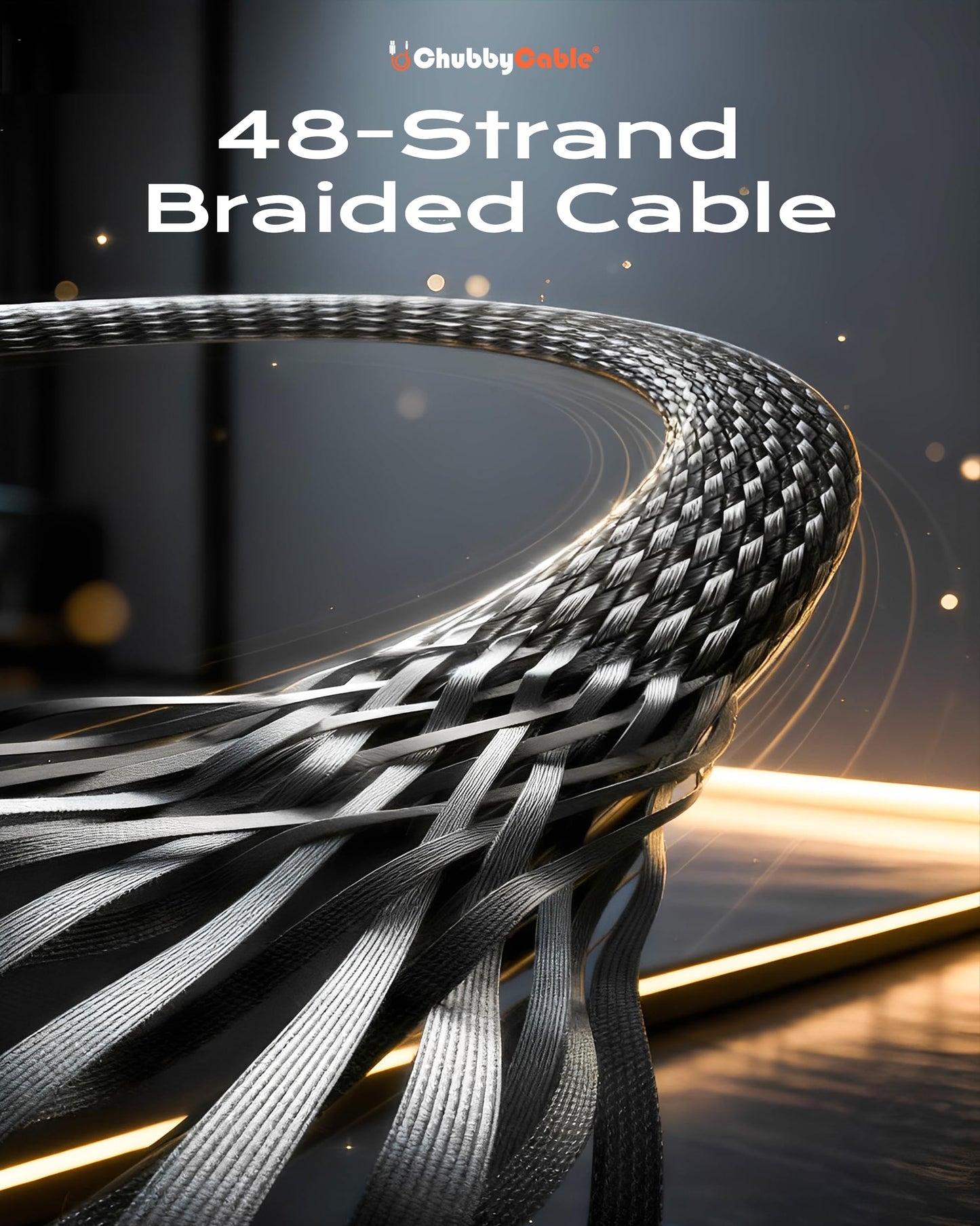 chubbycable Cable de Carga Rápida StandLite 240W (4.9FT / Black)