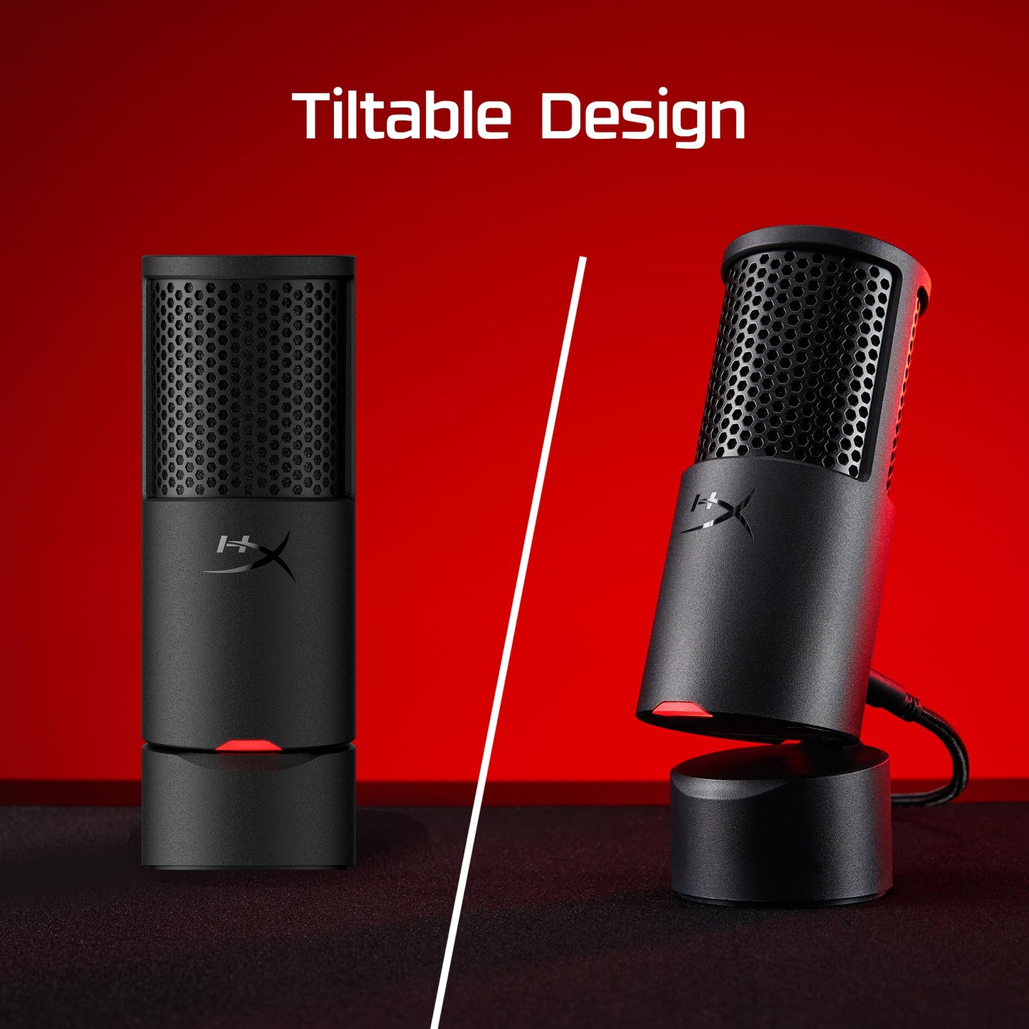 HyperX SoloCast 2 – Gaming USB Condenser Mic for PC, USB-C to USB-A, Built-in Pop Filter, Internal Shock Mount, Plug and Play, 24-bit / 96kHz, Compact Tiltable Stand – Black