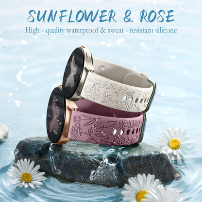 SNBLK Correas de Silicona con Grabado Floral para Samsung Galaxy Watch (Paquete de 6 / 20mm)
