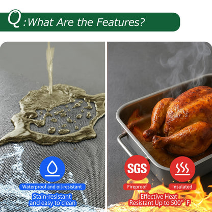 PONGARD Fireproof Stove Top Covers for Electric Stove, Waterproof & Heat Resistant Mat for Glass Top, Stovetop Protector, Anti-Scratch, 30x21 Black