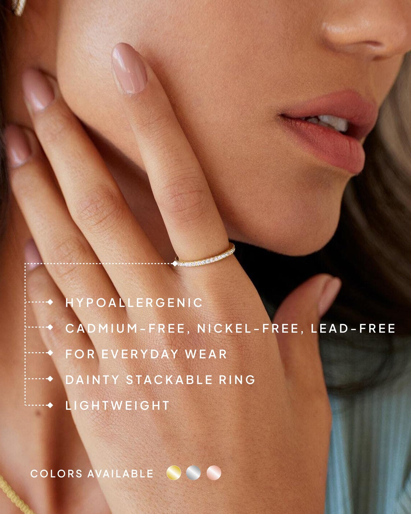 PAVOI Anillo Apilable de Plata 925 Bañado en Oro 14K (Talla 7)