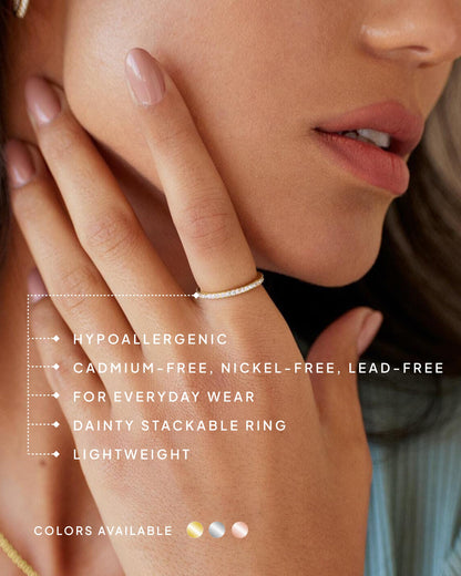 PAVOI Anillo Apilable de Plata 925 Bañado en Oro 14K (Talla 7)