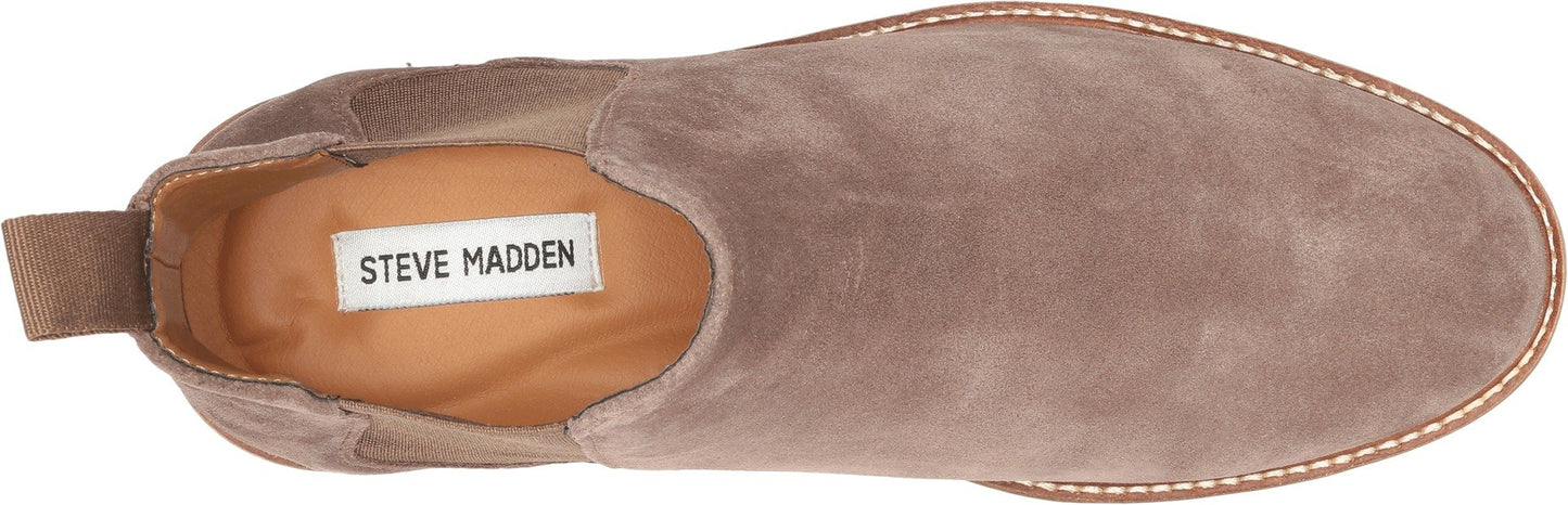 Steve Madden Mens Highline Suede Chelsea Boots - Pull-On Fashion Ankle Boots for Casual & Dress Wear, Taupe Suede