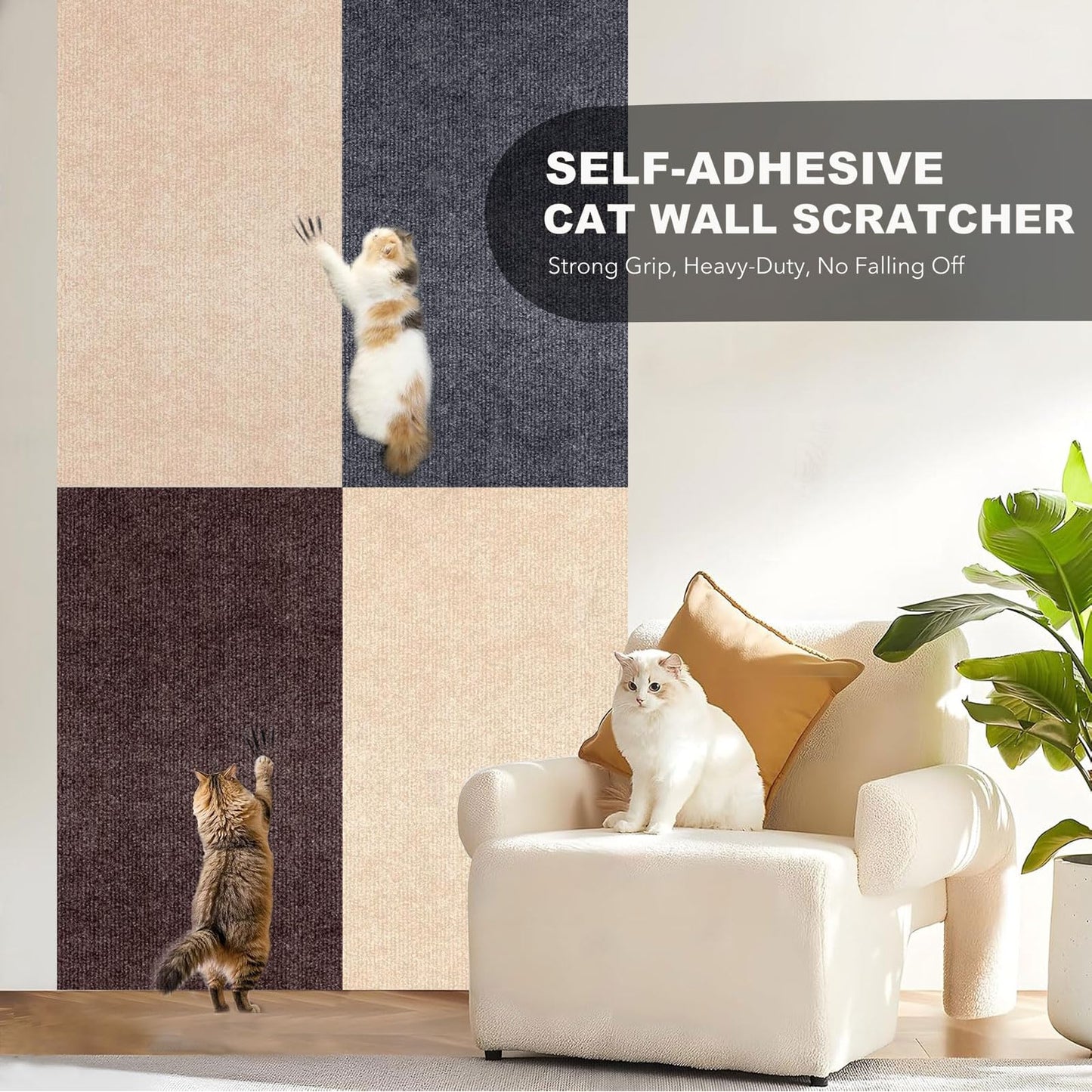 Estera Rascadora Autoadhesiva para Gatos (78.7"x15.8" / Beige)