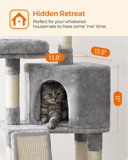 Feandrea Torre para Gatos UPCT141W01 de 45.3" (Gris Claro)