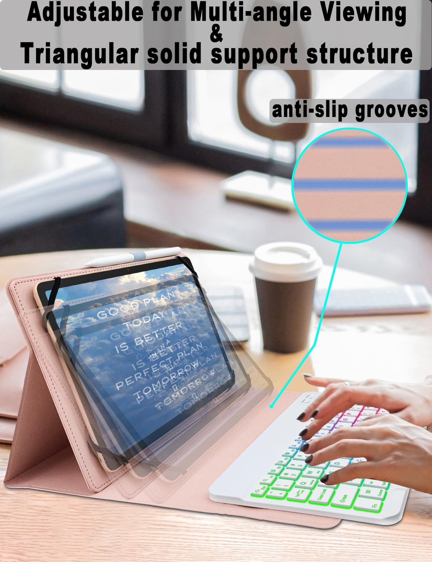 XCHYTECHER Funda con Teclado Universal para Tabletas (Rosa)