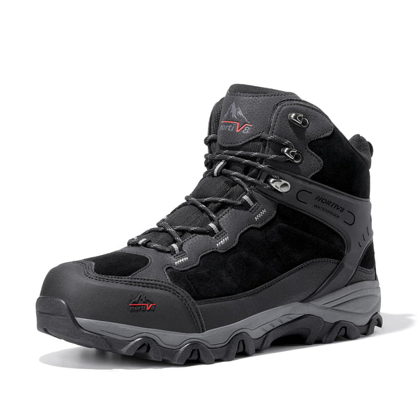 NORTIV 8 Men's Waterproof Hiking Boots Outdoor Mid Trekking Lightweight Mountaineering Shoes Paladin, Black, JS19004M