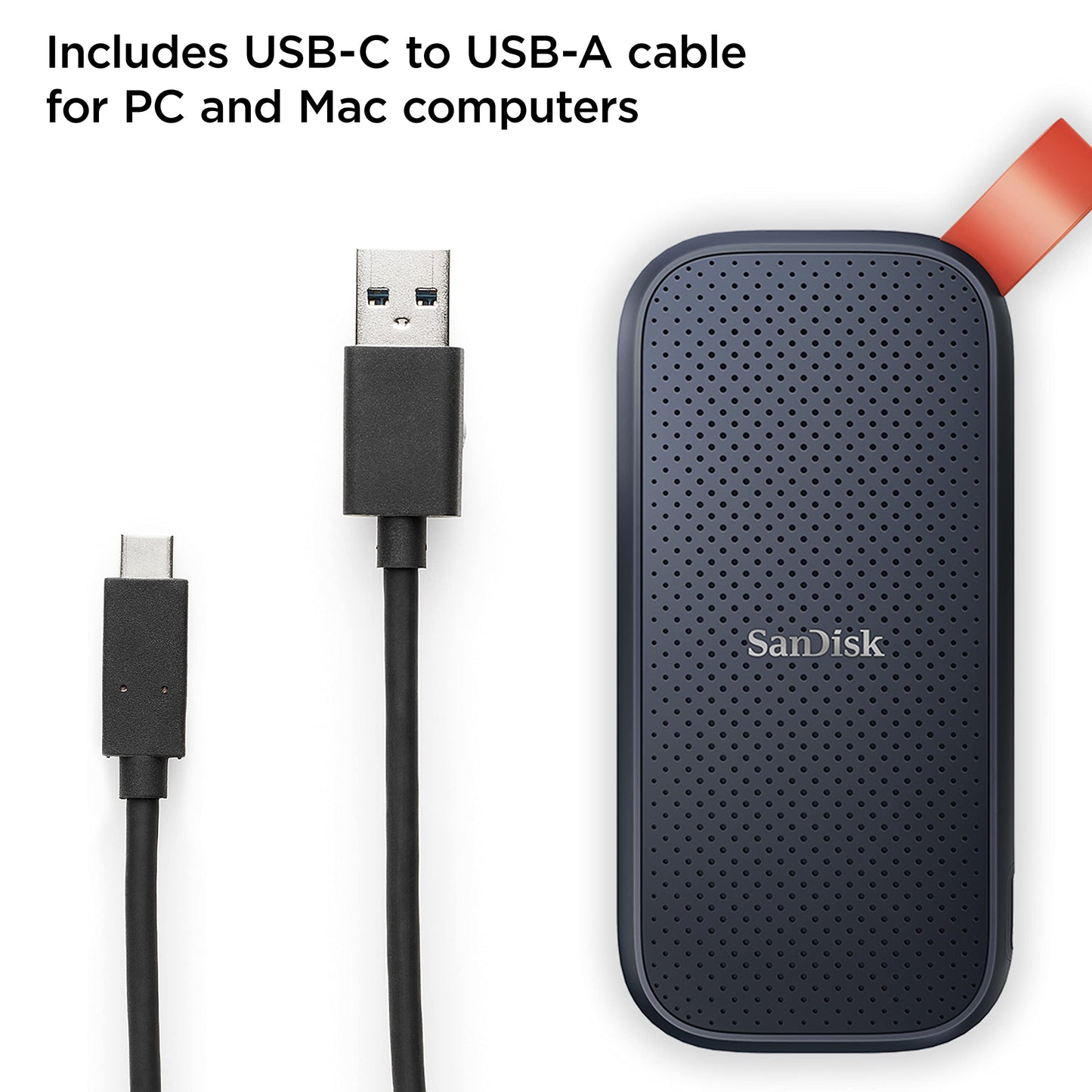 SANDISK 1TB Portable SSD - Up to 800MB/s, USB-C, USB 3.2 Gen 2, Updated Firmware - External Solid State Drive - SDSSDE30-1T00-G26