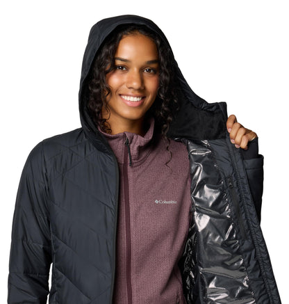 Columbia Chaqueta Acolchada Larga con Capucha para Mujer (Negro / Talla XS)