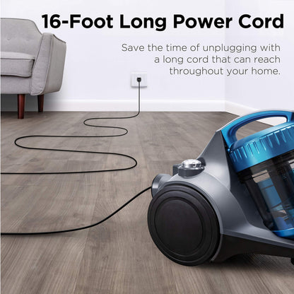 Eureka WhirlWind Bagless Canister 2.5L Vacuum Cleaner, Lightweight Vac for Carpets and Hard Floors, NEN110A, Blue