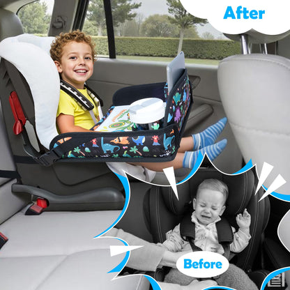 AZAMIA Bandeja de Viaje para Niños y Asiento de Coche (Diseño de Dinosaurio)