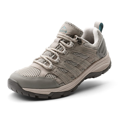 NORTIV 8 Women's Hiking Shoes Lightweight Breathable Mesh Walking Sneakers Outdoor Work Shoes Wander, Light Grey, SNHS222W