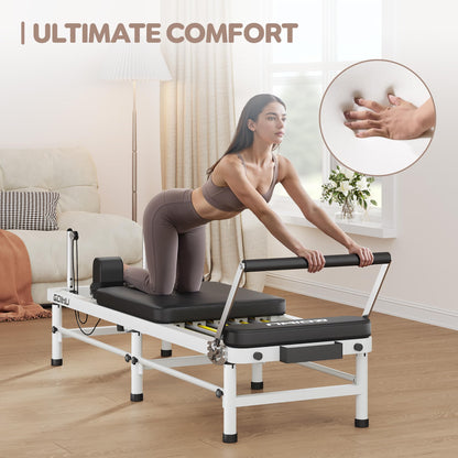 GOIMU Pilates Reformer, 91’’ Foldable Reformer Pilates Machine with High & Low Mode, 3 in 1 Pilates Equipment for Home Use with Springs and Cords