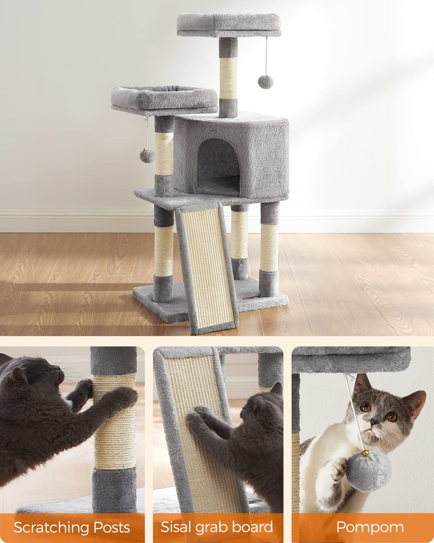Feandrea Torre para Gatos UPCT141W01 de 45.3" (Gris Claro)