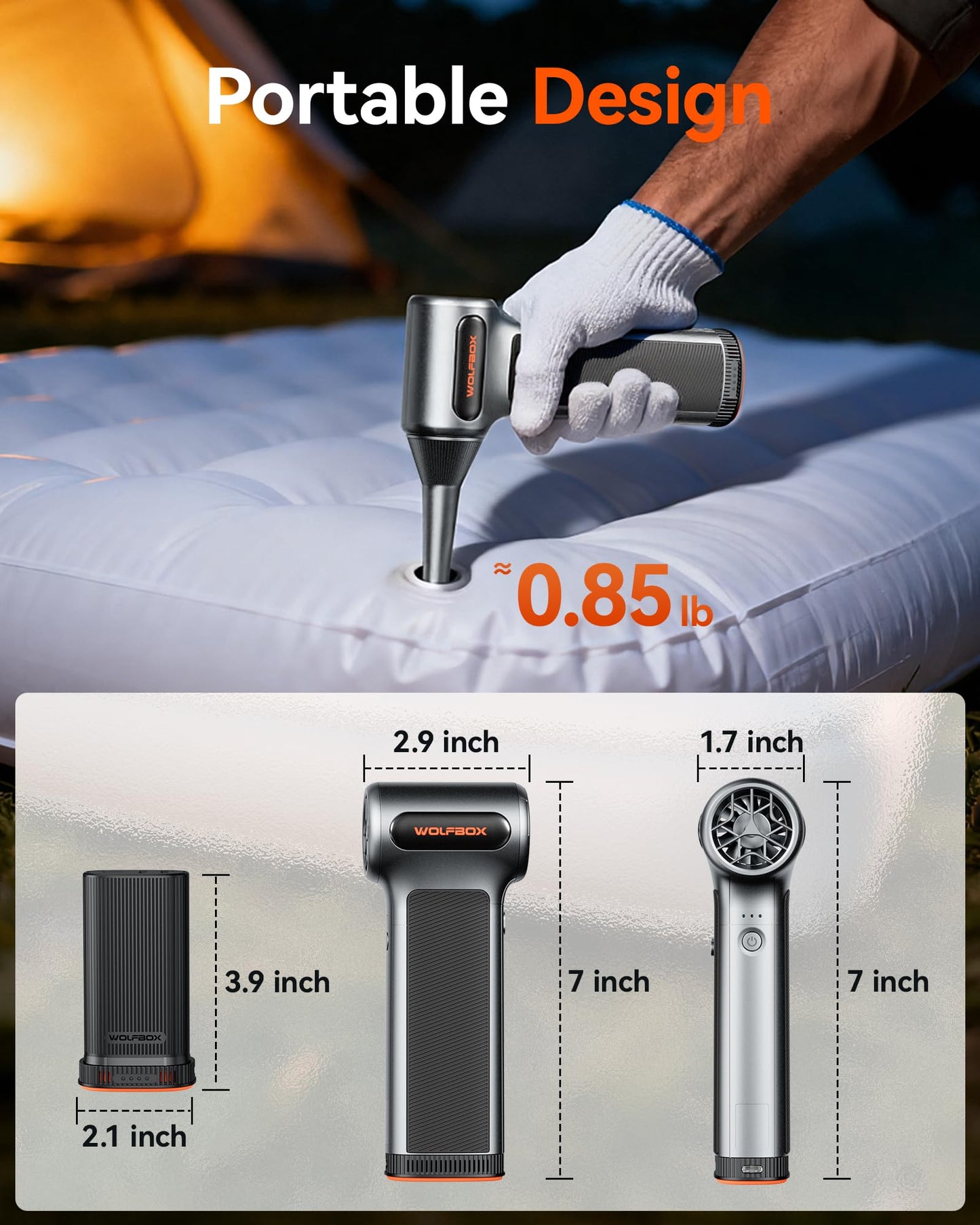 WOLFBOX Plumero de Aire Comprimido Inalámbrico MF200