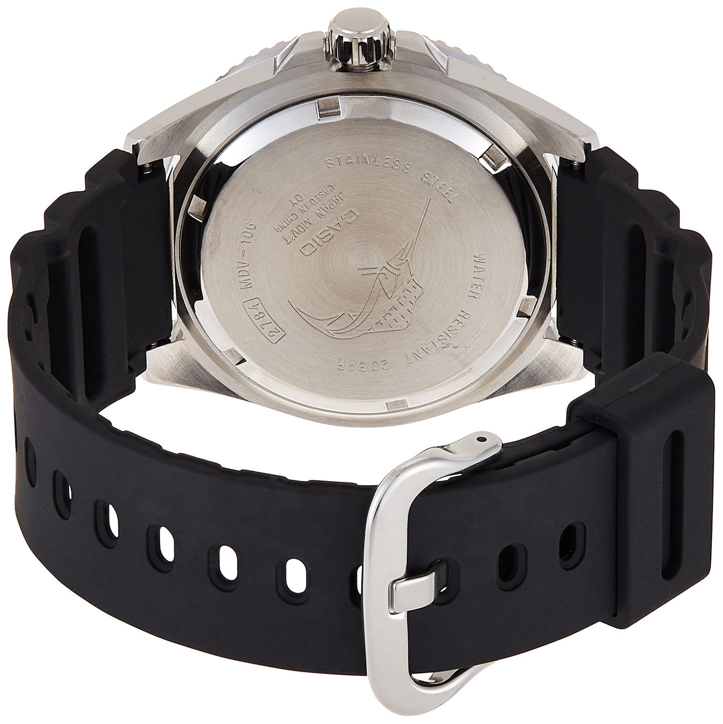 Casio Men's Stainless Steel Quartz Sport Watch with Resin Strap, Black, 26 (Model: MDV-106B-1A3VCF)