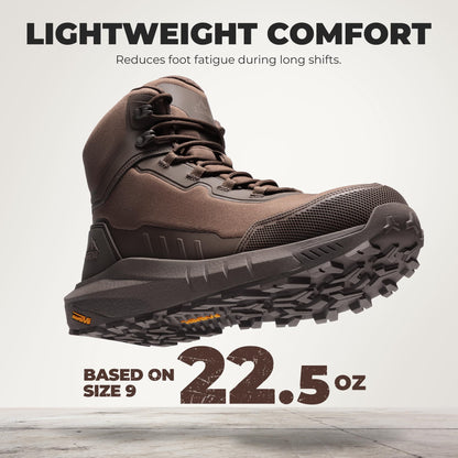 NORTIV 8 Men's Composite Toe Work Boots Slip Resistant, Dark Brown
